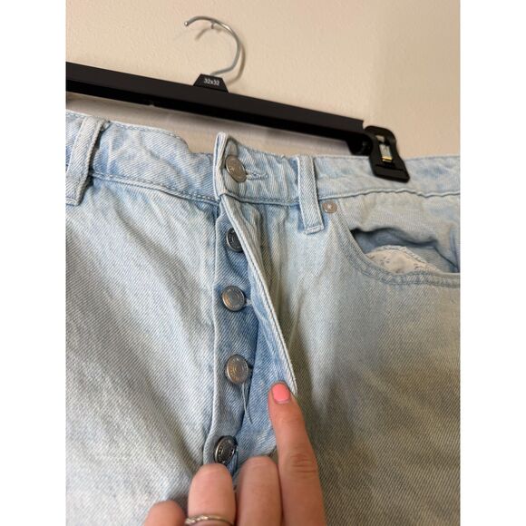 We The Free Denim Mini Skirt Womens Sz 31 Button Fly Western Cowgirl Rodeo - Picture 2 of 8